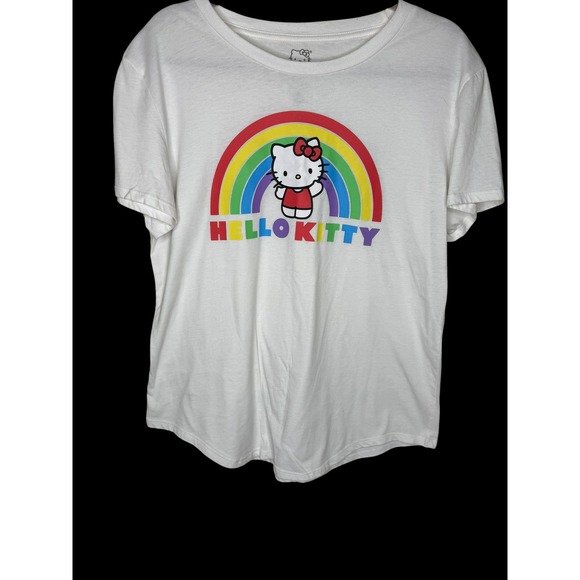 Sanrio Tops - Hello Kitty Sanrio Rainbow Graphic T-Shirt White Bioworld XL 15/17 SIL-34706